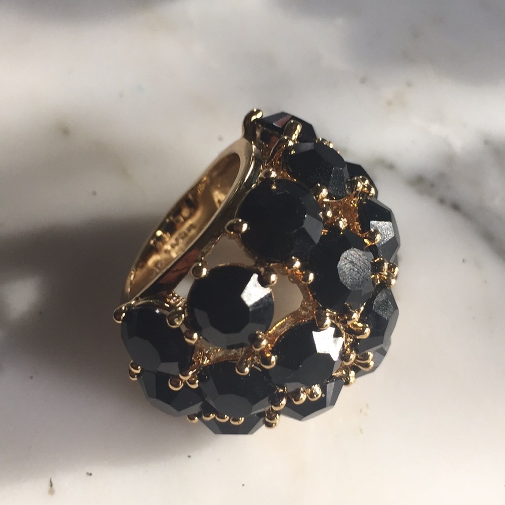 Trina Turk Gold plated black stone statement ring
